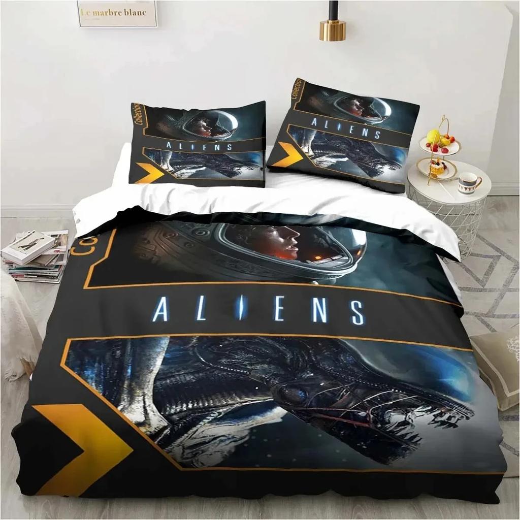 Alien Vs. Predator Predator Film Sängklädesset Enkelt Dubbelt Queen King Size Påslakan Vuxna Pojkar Sovrum Överkast Lyxig Gåva