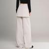 Elegant Detachable Panel High-Waist Wide-Leg Straight Pants
