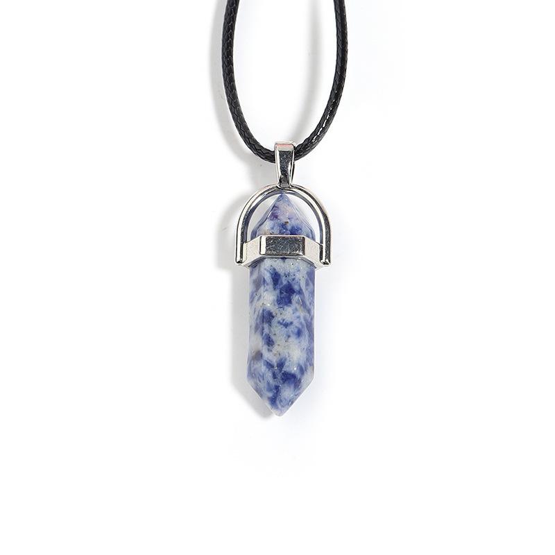 1Pc Hexagon Pillar Stone Necklace Bullet Pendant Choker Necklace Fashion Jewelry Gift