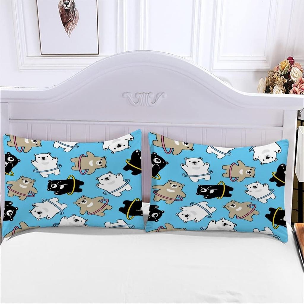 3D Printed Boutique Bedding Set Cartoon Animal 3-Piece Set for Children and Adults Full Size Soft 100% Microfiber Zipper