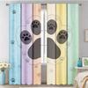 Rainbow Wood Curtains 2pcs – Dog Paw Prints on Pastel Planks, Whimsical Window Decor for Pet Lovers and Children’s Rooms
