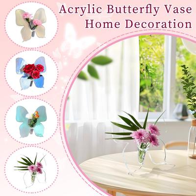 Ins Style Modern Minimalist Acrylic Butterfly Vase Arrangement Decoration Flower Acrylic Living W6J9