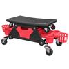 Rolling Mechanic Stool, 135kg Capacity Workshop Stool with 360 degrees Swivel Wheels, Roller Creeper Seat with Slide Out Tool Trays, Drawer