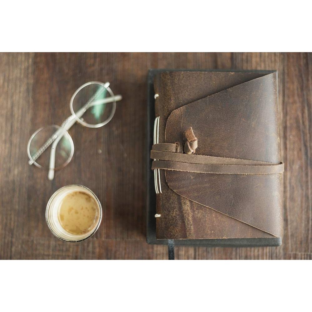 Leather Journal Writing Notebook Handmade Diary Daily Notepad for Men & Women Unlined Paper Travel Diary with Free Beautiful Bookmark