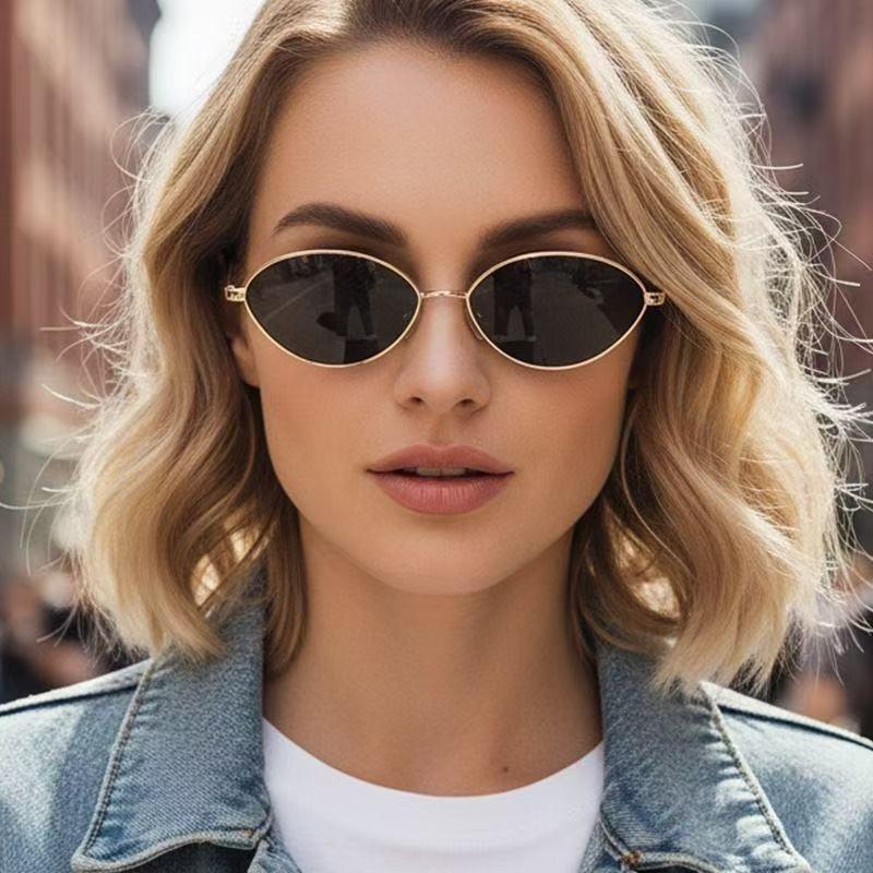 2026 New Small Frame Cat Eye Sunglasses, Metal Frame, Luxury Fashion Trendy Eyewear for Women, Artistic Retro Ladies Sunglasses