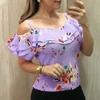 Floral Print Women Cold Shoulder Tops Summer Beach Tank Tops Vest Shirt Blouses