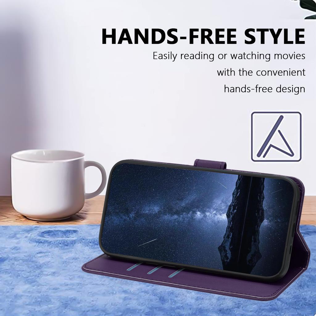 For iPhone 13 Mini 5.4 Inch Leather Case Wallet Stand Solid Color Anti Drop Phone Cover