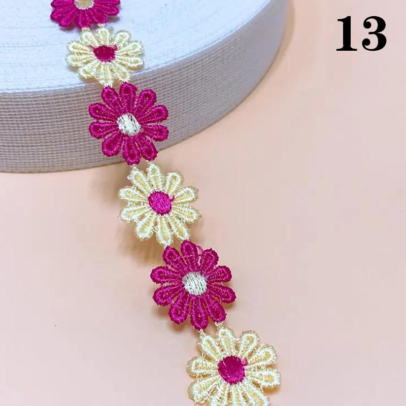 RLECS Pizzo A Fiori Margherita 4,6 M - Rosa, Verde, Viola, Per Cucito Fai Da Te E Decorazioni
