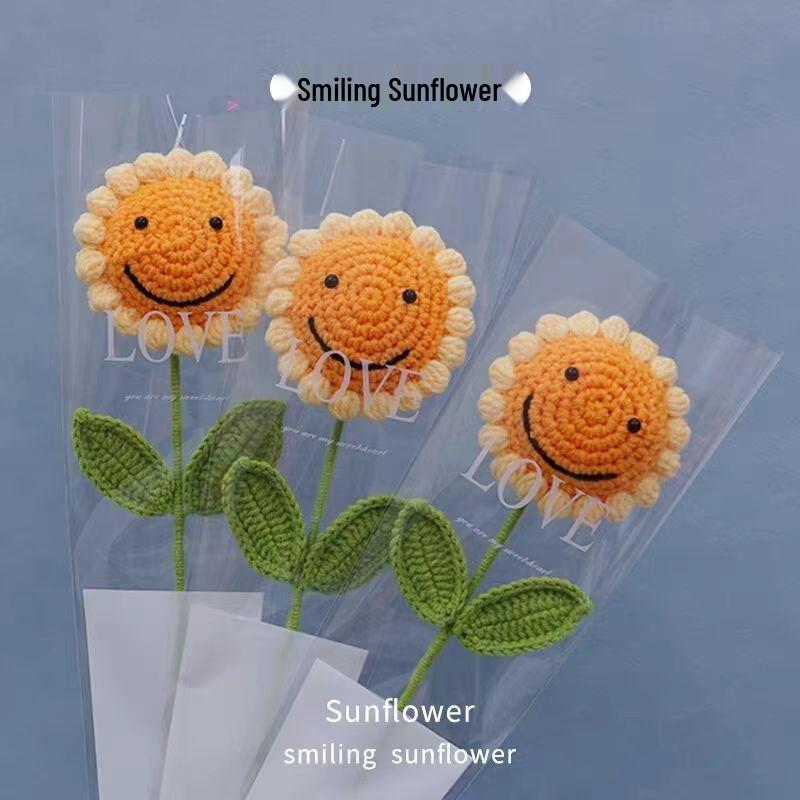 Handmade Knitted Sunflower Yarn Bouquet - Creative Artificial Flowers for Teacher's Day Gift