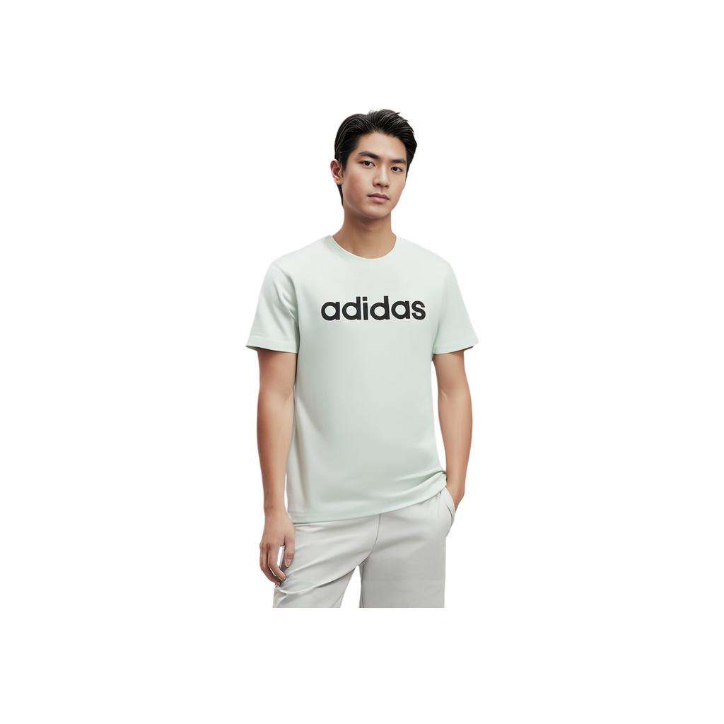 Adidas SS24 Printed Letter Logo Breathable Sports Casual Training Short Sleeve T-Shirt Men Tops Crystal-Blue JI5075