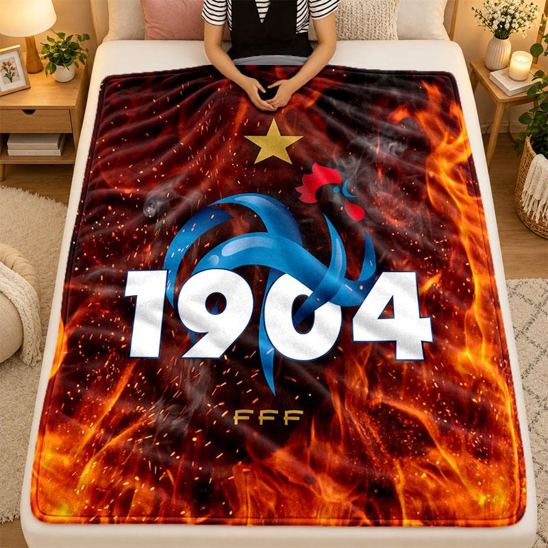 Flannel BlanketFrance Football Warm Soft Throw Blanket for Indoor Sofa Bed Living Room Use