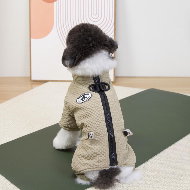 Thick Winter Dog Coat 4-Leg Cotton Pet Jacket Small To Large Breeds Warm Fleece Lined Bubble Grid Design