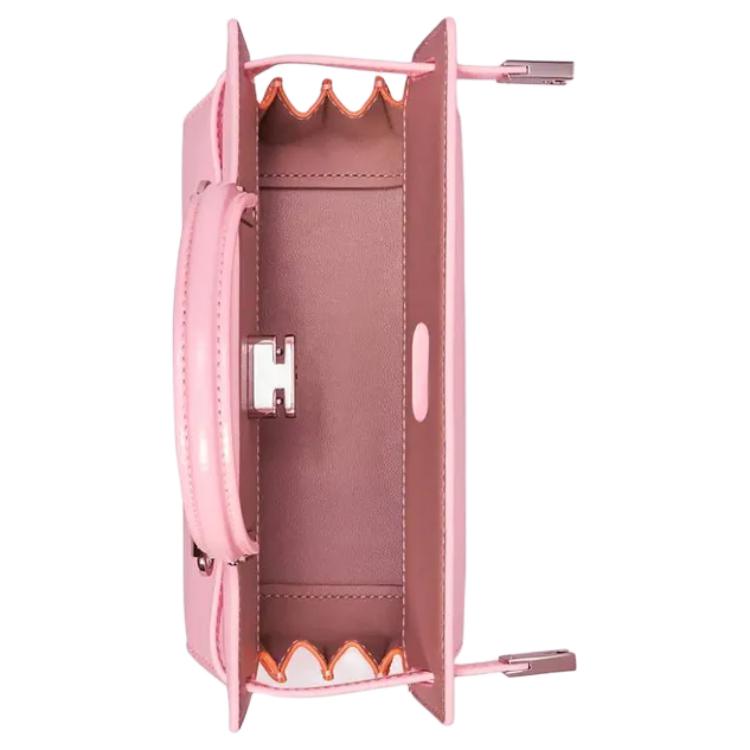 Tory Burch Lee Radziwill Silver Bag With Detachable Shoulder Strap Patent Leather And Suede Trapezoid Accordion Crossbody Handbag 146429-600