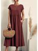 European & American Solid Color Sleeveless Loose Cotton Linen Pocket Dress 2024 In Stock