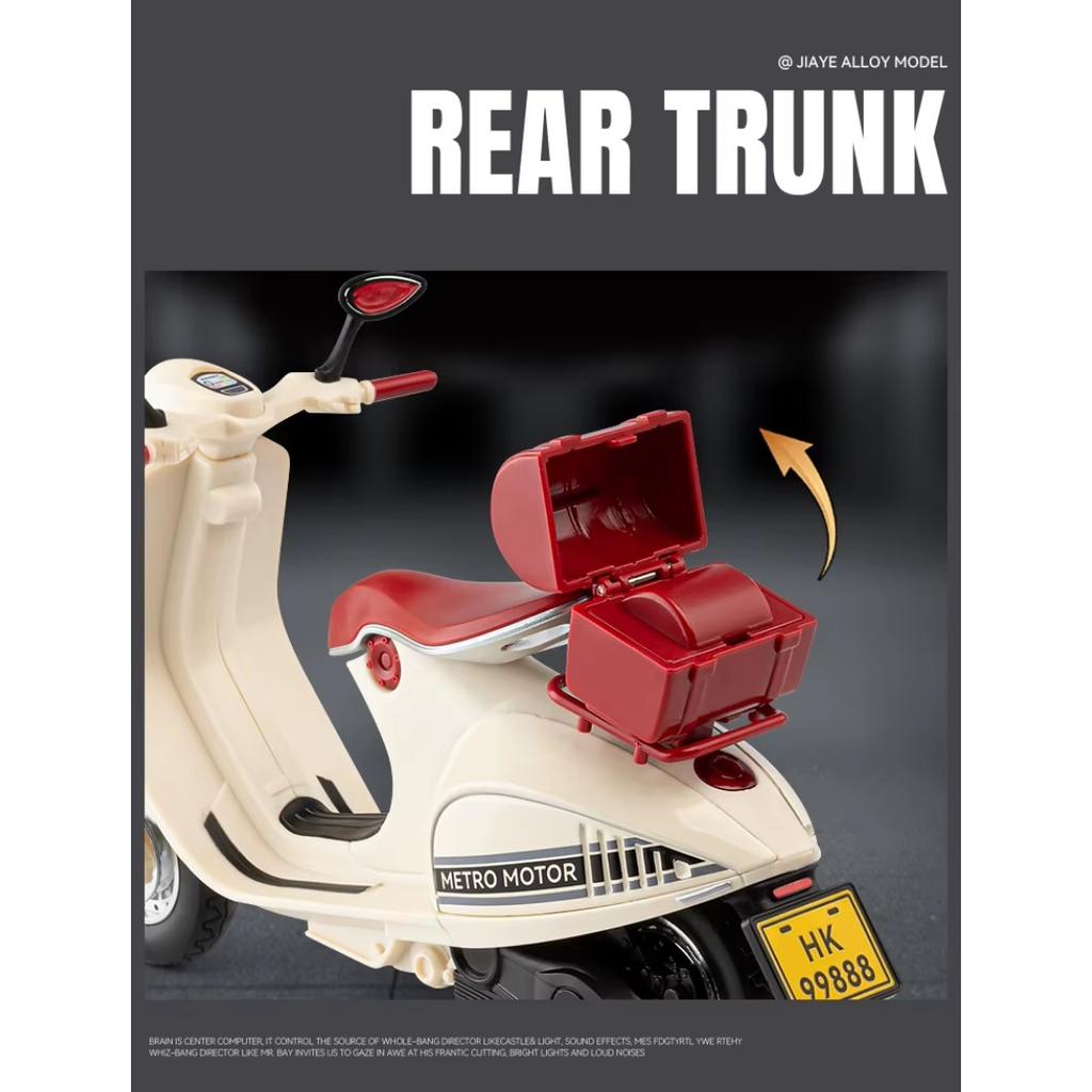 Vespa 946, Maßstab 1/12, Legierung, klassisches Freizeit-Motorradmodell, Druckguss, Metall, Straßen-Retro-Motorradmodell, Ton und Licht, Kinderspielzeug, Geschenk