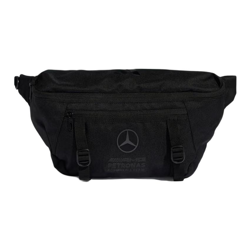 Adidas X Mercedes Collaboration Logo Print Polyester Waist Bag Large Unisex bags Black KF1379 Black