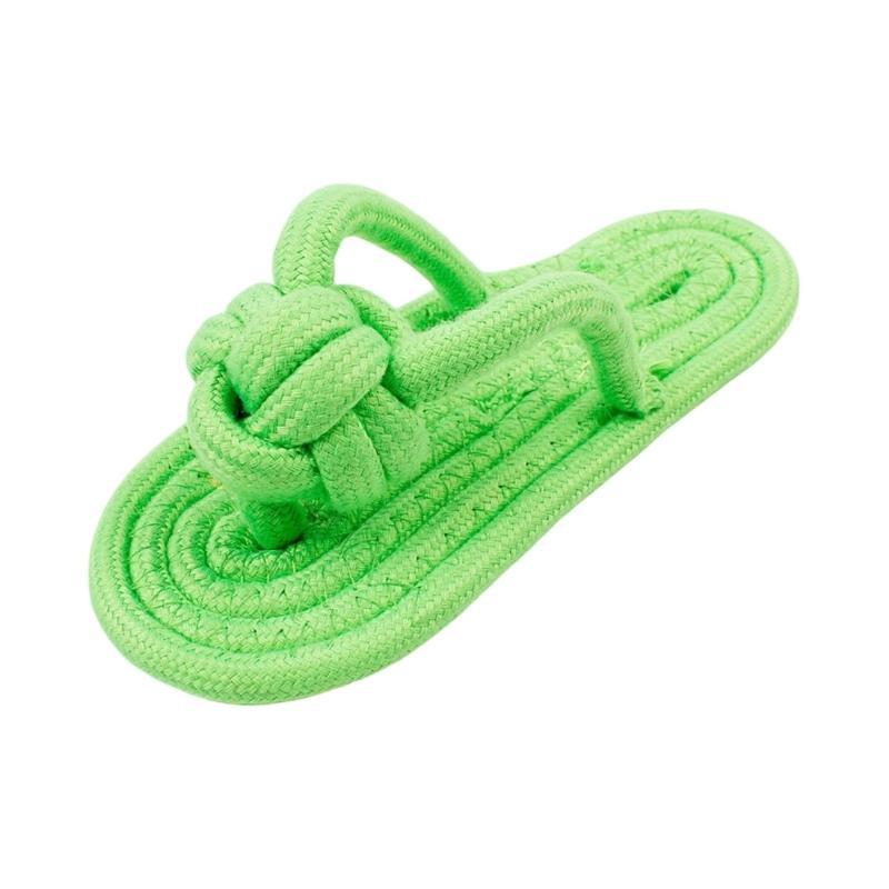 Handmade Braided Cotton Rope Dog Toy Slipper for Small Puppies Chew Resistant Dental Cleaning Teeth Healths Playing Fun