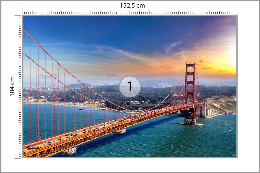 Photomural Golden Gate Bridge In San Francisco Structural Vinyl 152.5x104