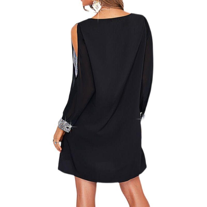 Women's off-the-Shoulder Sleeves Casual Fashion Dress Sequins