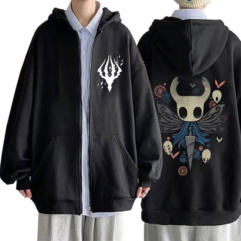 Game Hollow Knight Graphic Zipper Hoodie Fans Gift Men Women Fashion Casual Oversized Zip Up Jacket Unisex Vintage Hoodies Coat