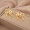 1 Pair Gold Plated Bow Earrings for Women Girls, Minimalist Cute Bow Stud Earrings, Jewelry Gifts for Wife, Girlfriend