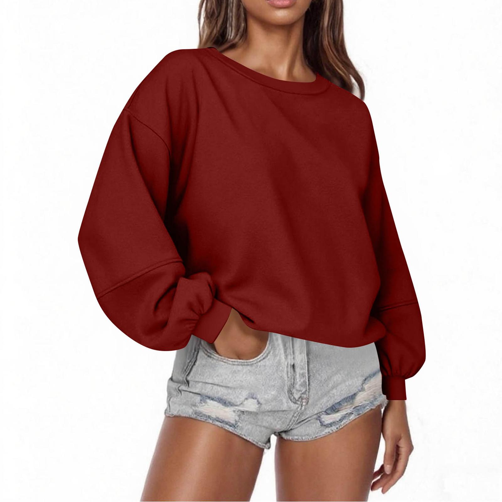 

Women Winter Tops Women s Long Sleeve Sweatshirt Casual Loose Fit Pollover Fleece Tops M