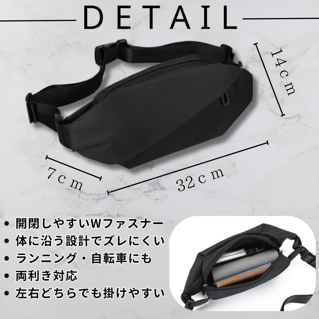 Capprecier Crossbody Waist Running Stylish Men's Small, Lightweight, Bag, Bag, Water-Repellent, Waterproof, Compact, Pouch, One-Shoulder Bag, (Gray)