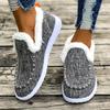Middle Heel New Winter Women's Cotton Shoes Big Size Velvet Thickened Fur Side Warm Flat Cotton Shoes