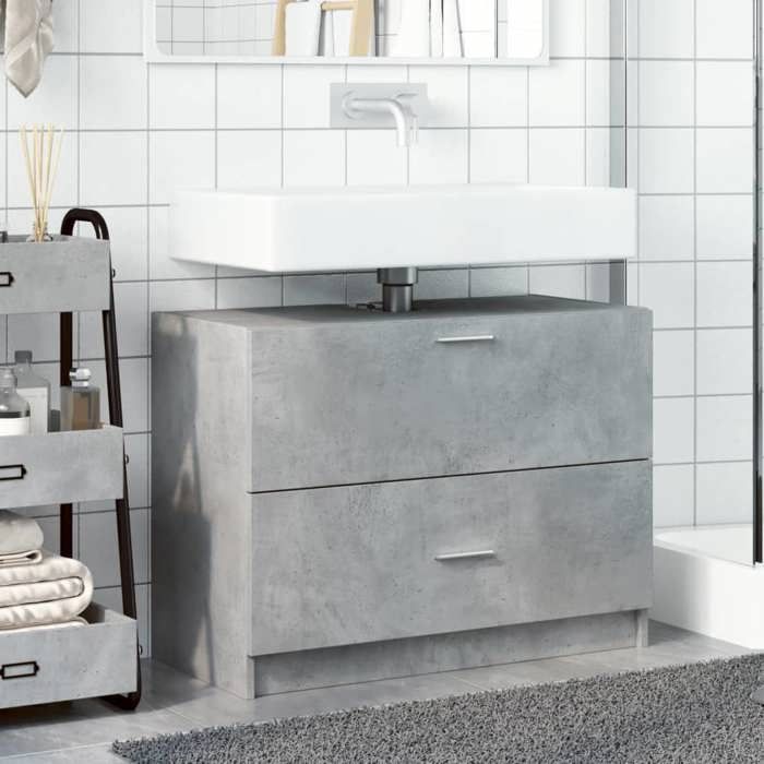 VidaXL Concrete Grey Sink Cabinet 78x37x59 Cm Engineered Wood, Bathroom Cabinet, Storage Cabinet Room 848118