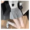 Romantic Ballet Gray Drawstring Mini Skirt With Stretch Waist For Trendy Girls