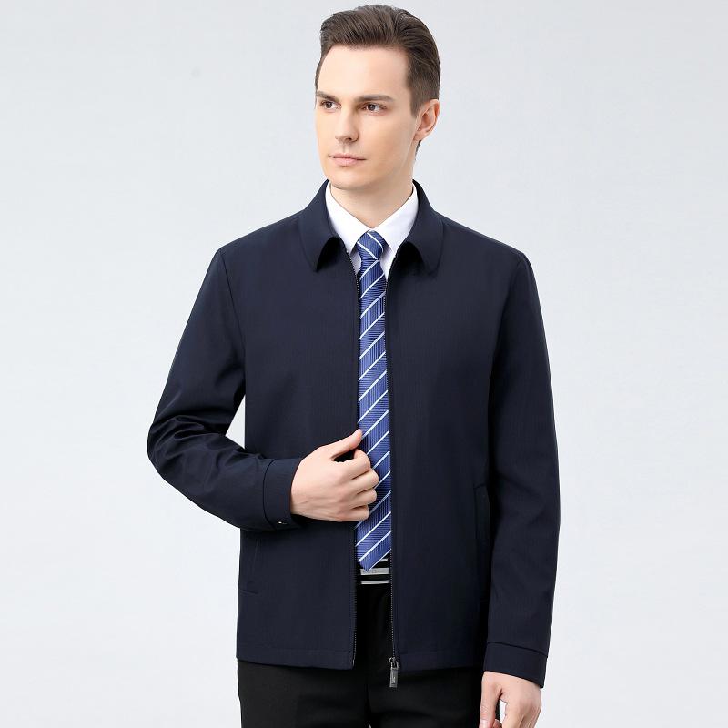 

Мужской пиджак с лацканами из шелка тутового дерева, деловой кэжуал осень/зима 2024, верхняя одежда больших размеров для кадров среднего возраста. 185 темно-синий