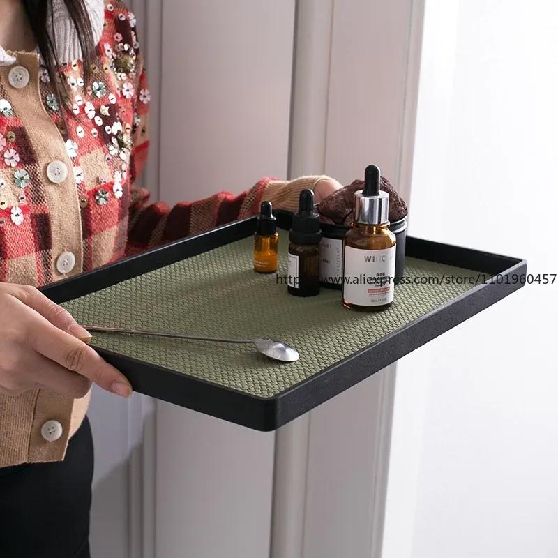 Nordic Style Leather Tray, Rectangular Storage, Tea Plate, Living Room, Bedroom, Desktop, Home Decoration