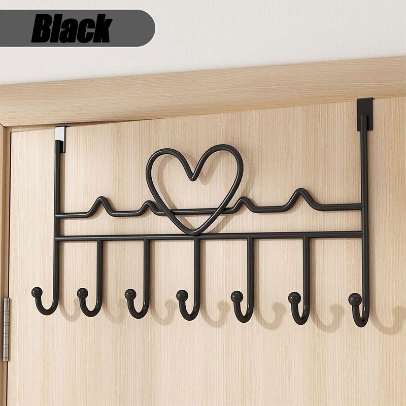 

Дверь в форме сердца за крючком для хранения вещей Настенная вешалка для одежды Крючок для вешалки без проколов Органайзер для спальни Аксессуары для хранения 41x21.5cm чёрный
