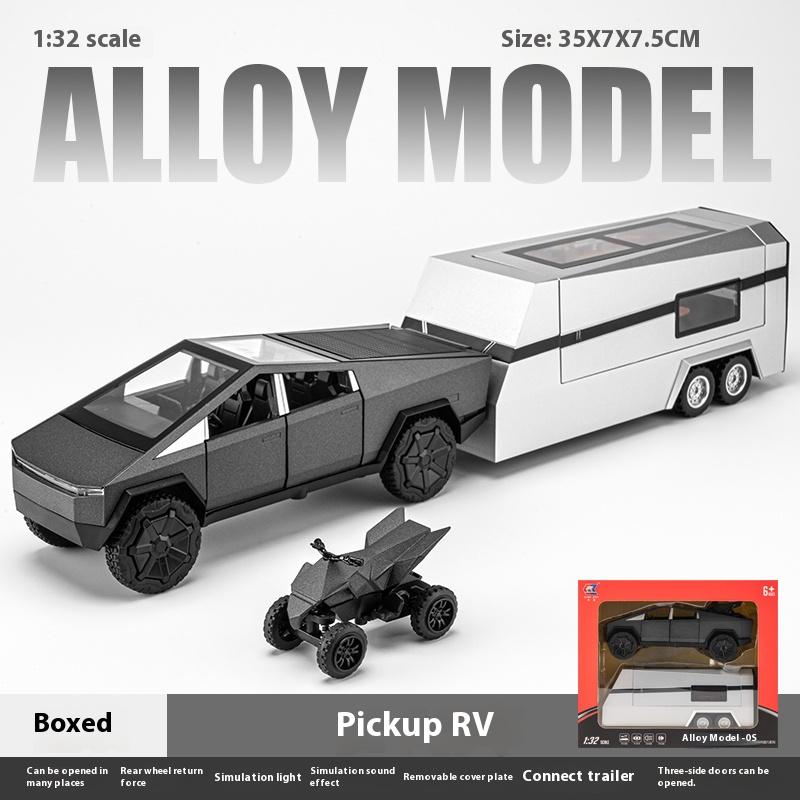 1/32 Scale Tesla Cyber Toys Off Road SUV Alloy Metal Diecast Model RV Sound Light Hobby Collection Display Decoration Boutique Gift with Boy