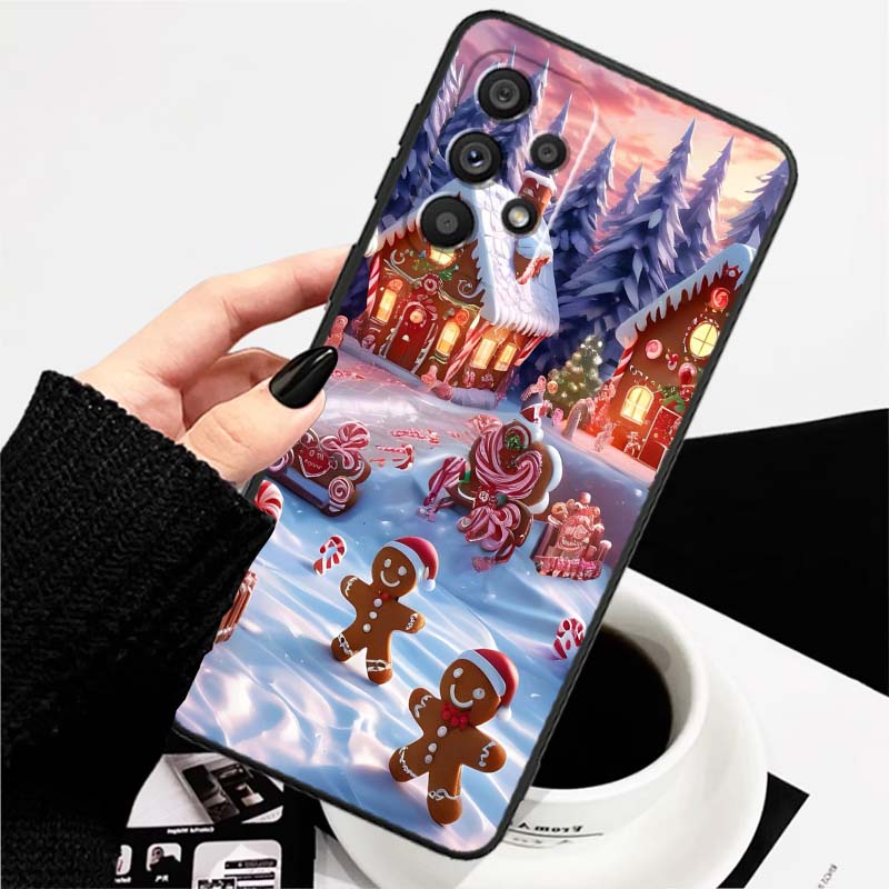 Świąteczne Pudełko Prezentowe Etui na Telefon Dla Samsung A73 A72 A71 A55 A54 A53 A52 A51 A13 A22 A16 A15 A12 A14 A26 A07 5G Czarne
