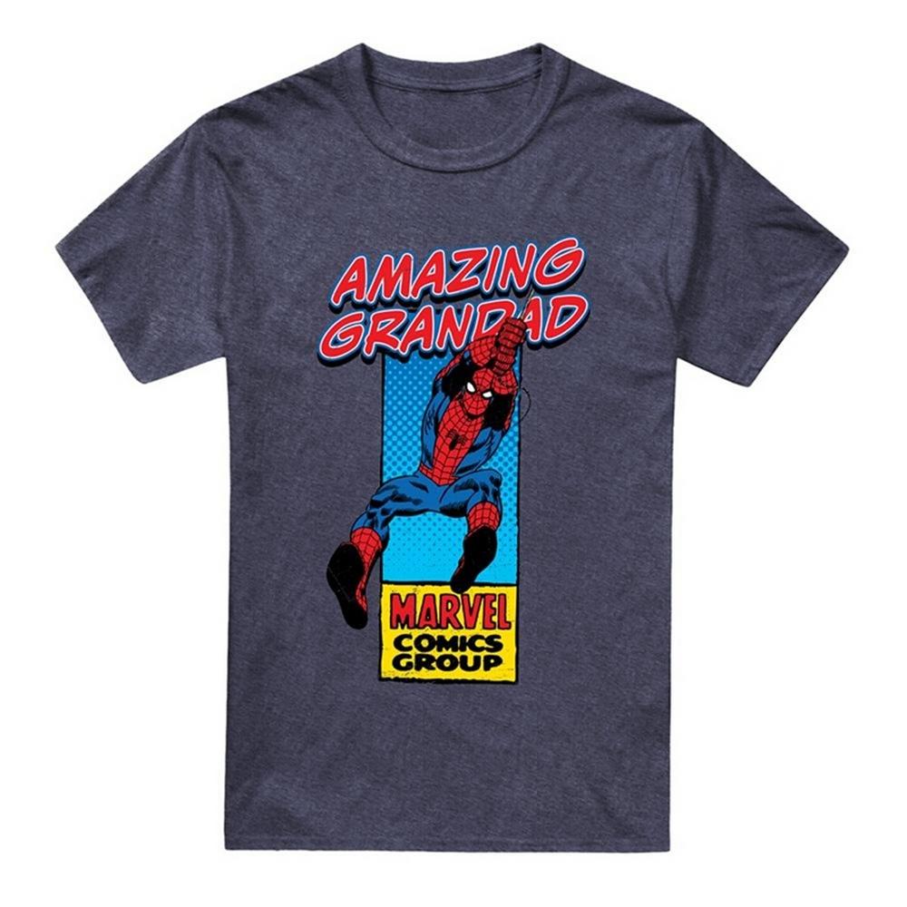 Marvel Comics Mens Amazing Grandad Spider-Man Corner Box Heather T-Shirt