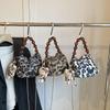 2025 Fashion Fluffy Leopard Print Plush Crossbody Handbag for Women - Autumn/Winter