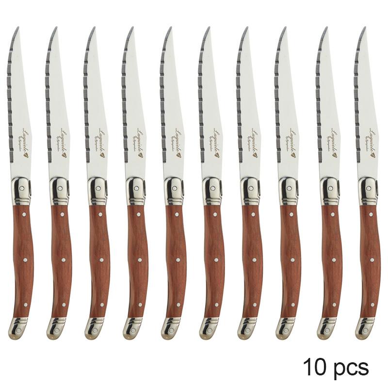 Laguiole Steakmesser Holzbesteck Tafelmesser Holzgriff Geschirr Edelstahl Besteck Weihnachtsgeschenk Besteck 9" 2-10 Stück