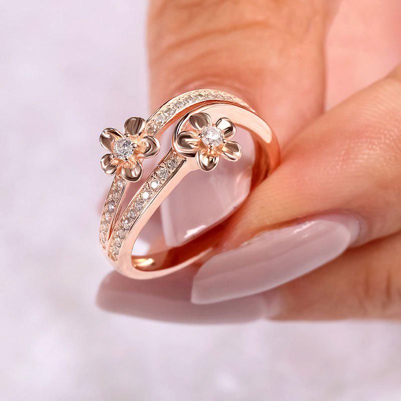 Closed Snowflake Butterfly Zircon Ring, Rose Gold Plated Simple Personality Ring no. 10