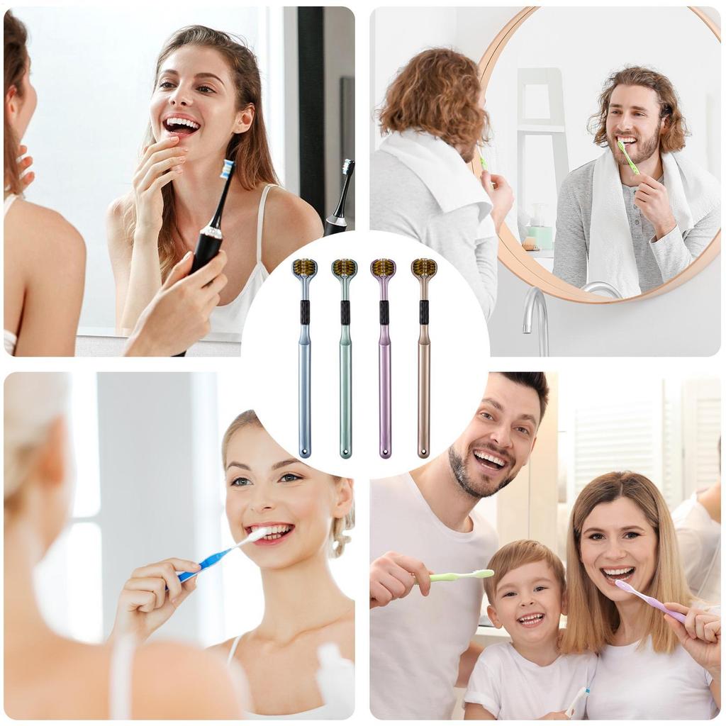 Three Sided Toothbrush for Kids Soft Bristles Ergonomic Handle Special Needs Toothbrush Gentle Non-slip Grip Sensory Toothbrush