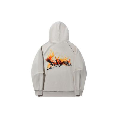 Li Ning X OG Slick Cartoon Anime Flame Pullover Sweatshirt Unisex Sweatshirt Oatmeal-Gray AWDT725-3