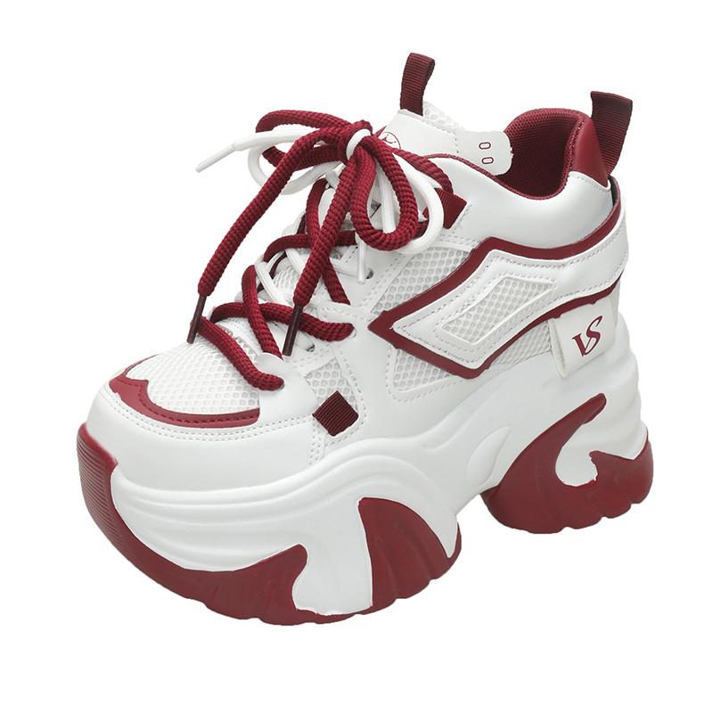 Fashion Women Casual Platform Sneakers 9.5CM High Heels Summer Sports Mesh Dad Shoes Breathable Trainers Chunky Sneakers Zapatos Mujer