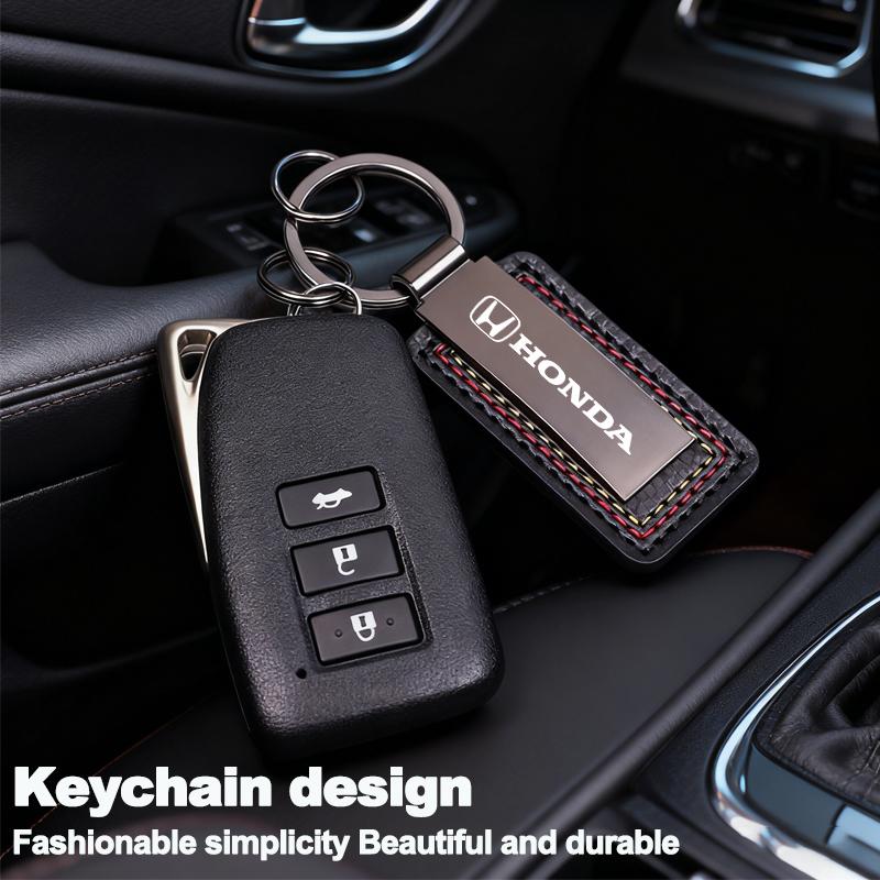 Leather Keychain Car Styling Emblem Metal Pendant For Honda Civic FIT Prelude Insight Odyssey Vezel CRV Accord Jazz HRV Stepwgn RH6