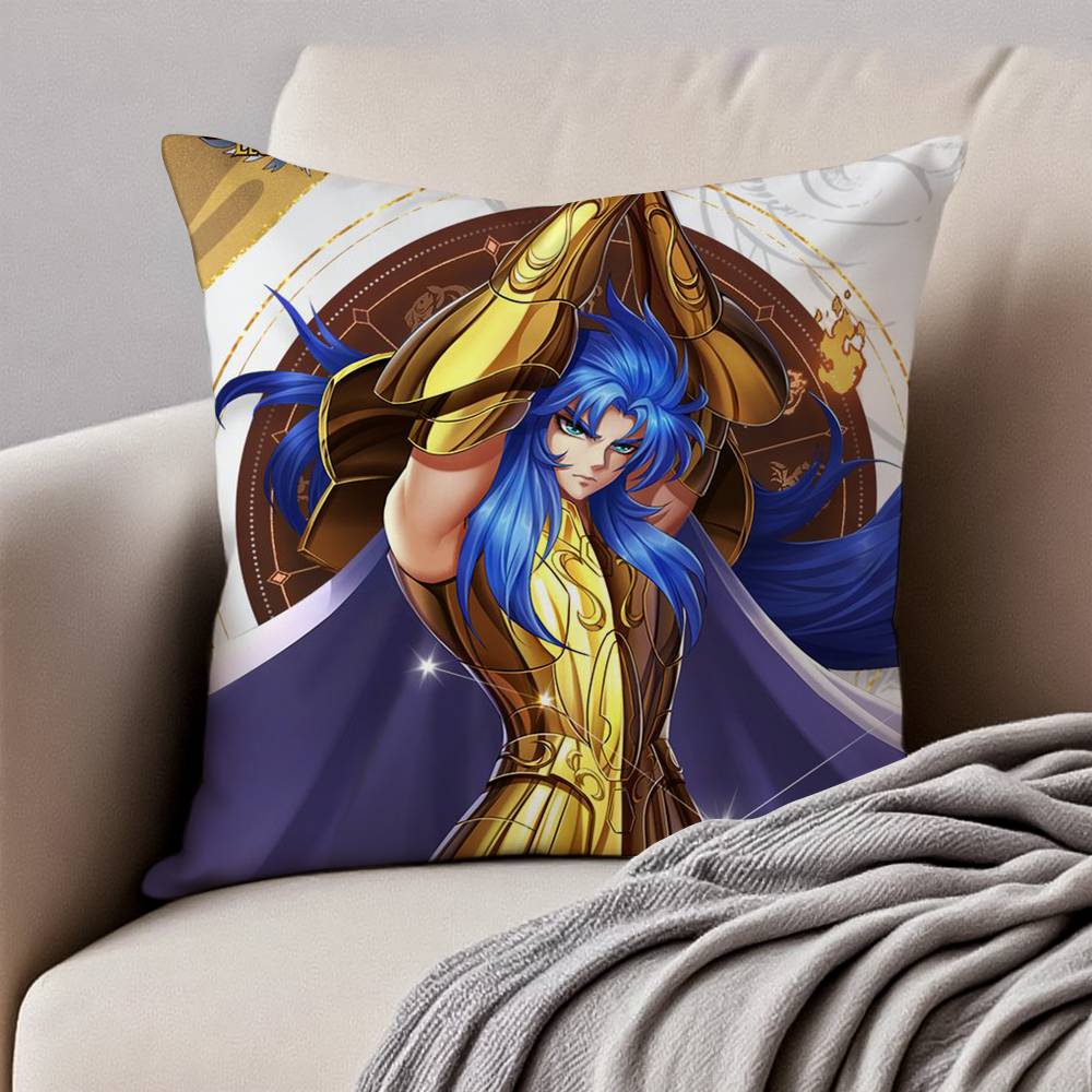 Animation 12 Gold S-Saint S-Seiya Kissenbezug Anti-Hausstaubmilben Kissenbezug Unsichtbarer Reißverschluss Seidig Kurzer Plüsch Sofakissenbezug