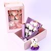 Valentine’s Day Mother’s Day Artificial Soap Rose Bouquet with Teddy Bear Gift Box Romantic Gift for Her Creative Home Decor