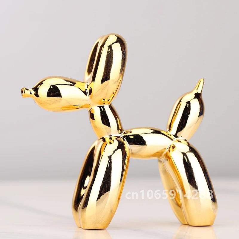 Electroplated Resin Dog Crafts Nordic Balloon Dog Ornament Puppy Sculpture Home Decor Living Room Desktop Modern Animal Statue