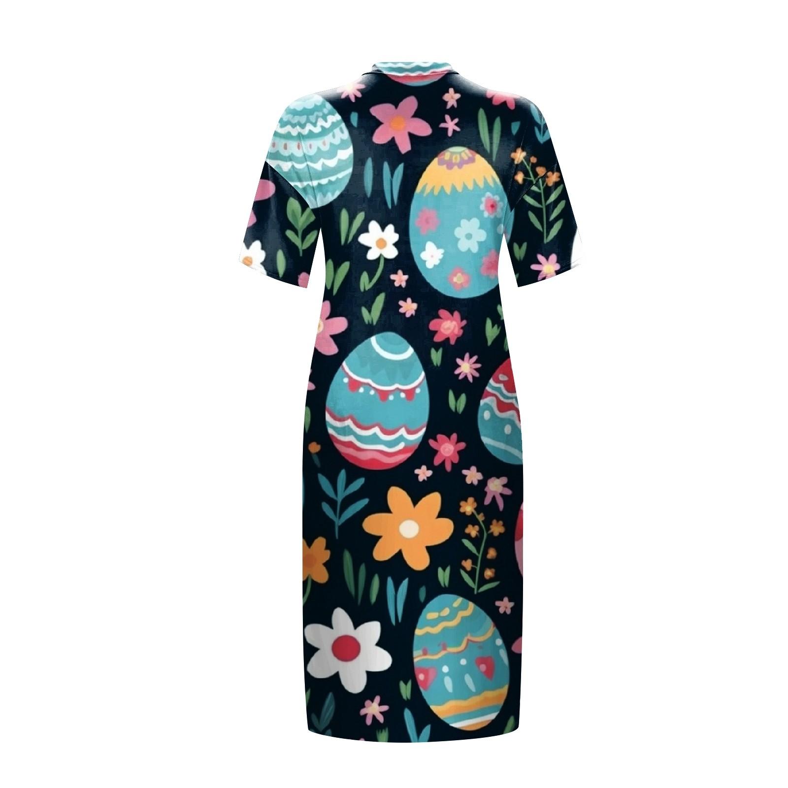 Женское летнее повседневное платье больших размеров с v-образным вырезом и коротким — фото 5