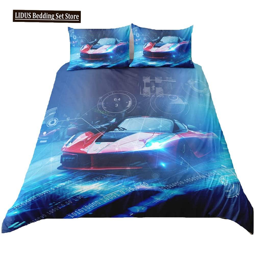 Závodní auto Povlečení Set Velikost Queen 3D Potisk Auta Povlečení Stylová Dekorace Kluci Sport Přikrývka Povlak Rychlost Sportovní Auto Přikrývka Set