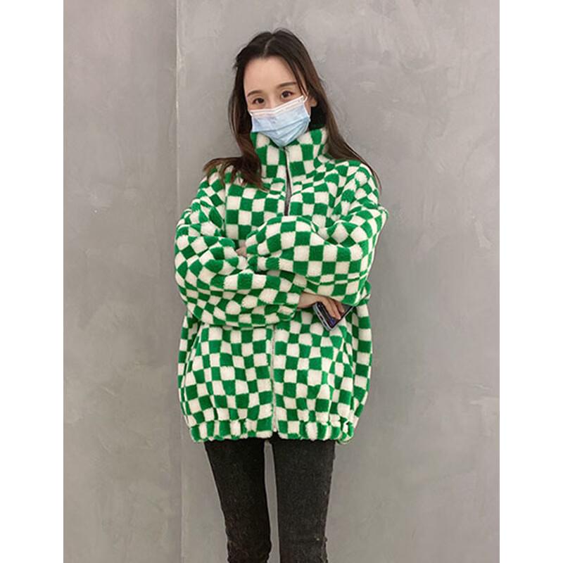 KAISER Women's Checkered Shearling Winter Coat