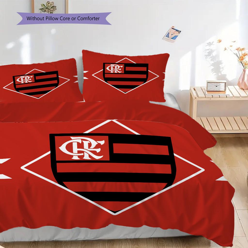 Flamengo logo Vzor Povlečení Přikrývka Sada Povlak na přikrývku Povlak na polštář Domácí dekorace Dárek k narozeninám (1 * povlak na peřinu + 2 * povlak na polštář, bez jádra)